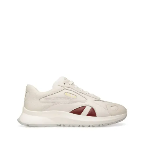 Bally , Red Leather Sneakers with Logo Print ,Beige male, Sizes:
