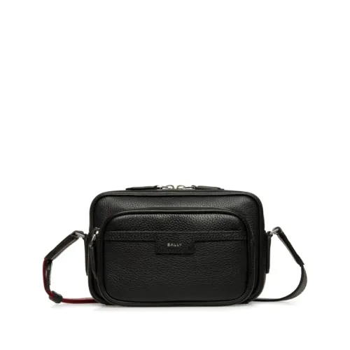 Bally , Striped Leather Shoulder Bag ,Black male, Sizes: ONE SIZE
