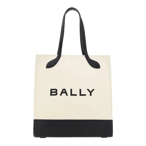Bally , White and Black Leather Tote Shoulder Bag ,White female, Sizes: ONE SIZE