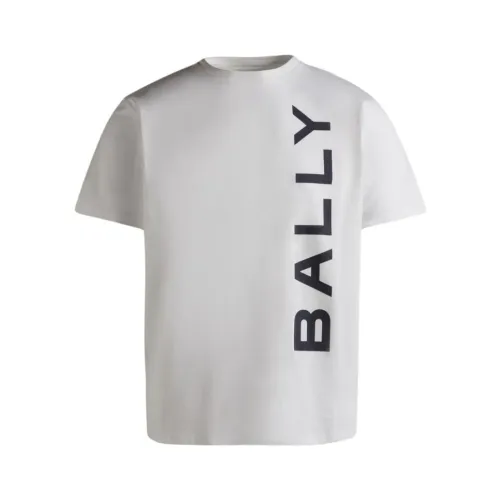 Bally , White Cotton T-shirt with Print ,White male, Sizes: