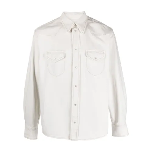 Bally , White Denim Shirt with Mother-of-Pearl Buttons ,White female, Sizes: