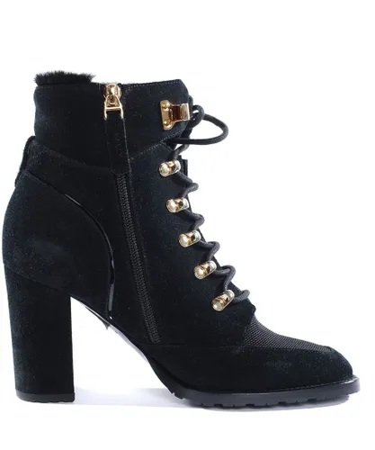 Bally Womens Heeled Boots in Black Calf Suede