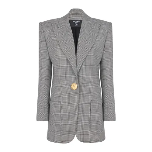 Balmain , 1-button wool jacket ,Black female, Sizes: