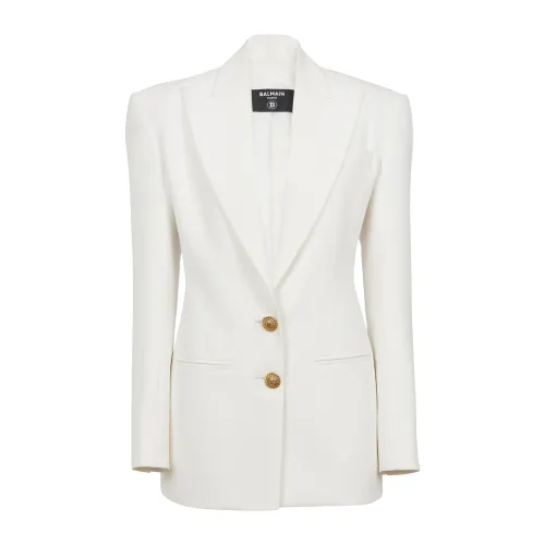 Balmain , 2-button crepe jacket ,White female, Sizes: