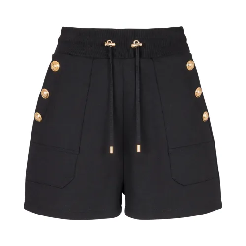 Balmain , 6-button knit shorts ,Black female, Sizes: