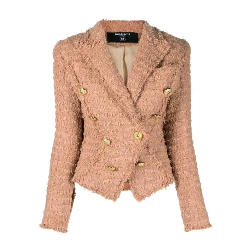 Balmain , 8 btn tweed jacket ,Beige female, Sizes: