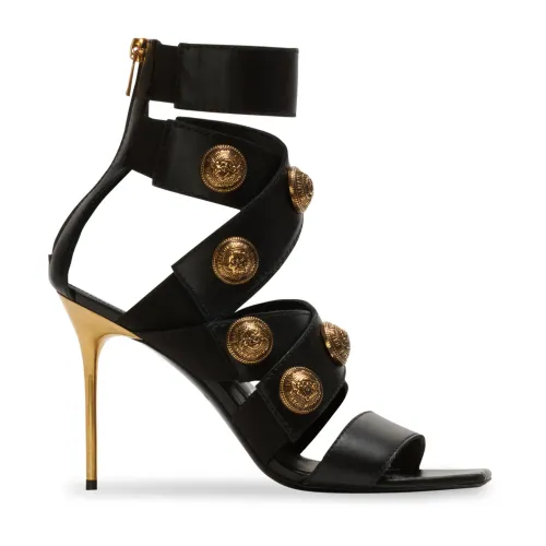 Balmain , Alma leather sandals ,Black female, Sizes: