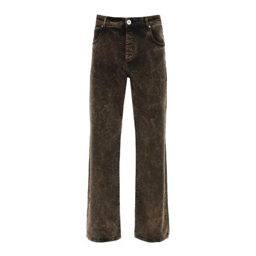 Balmain , Balmain loose fit jeans in washed denim ,Brown male, Sizes: