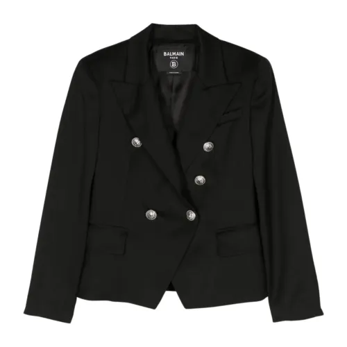 Balmain , Black Classic Wool Jacket ,Black female, Sizes:
