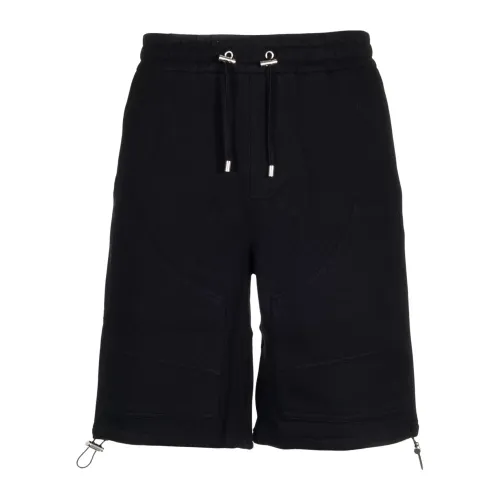 Balmain , Black Cotton Shorts with Elastic Waist ,Black male, Sizes: