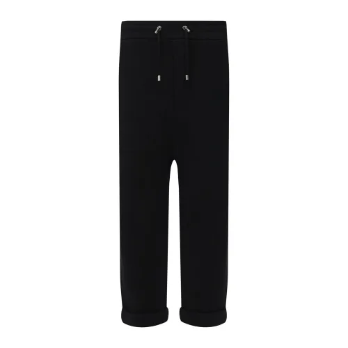Balmain , Black Cotton Trousers with Drawstring Waist ,Black male, Sizes: