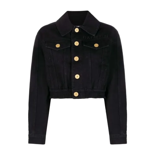 Balmain , Black Denim Jacket Jacket ,Black female, Sizes: