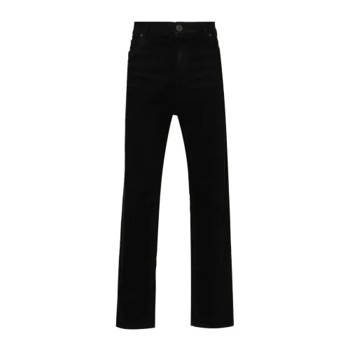 Balmain , Black Denim Trousers with Whiskering Effect ,Black male, Sizes: