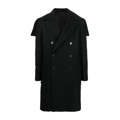 Balmain , Black Double Breasted Wool Coat ,Black male, Sizes: