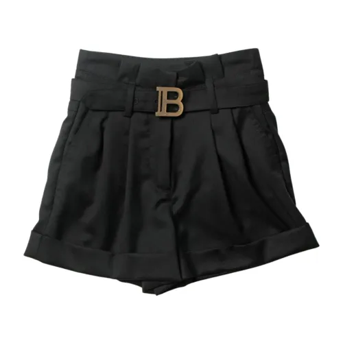 Balmain , Black High-Waisted Shorts ,Black female, Sizes: