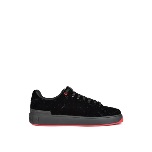 Balmain , Black Logo Sneakers Rubber Sole Textile ,Black male, Sizes: