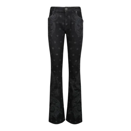 Balmain , Black Star and Paisley Print Denim Jeans ,Black female, Sizes: