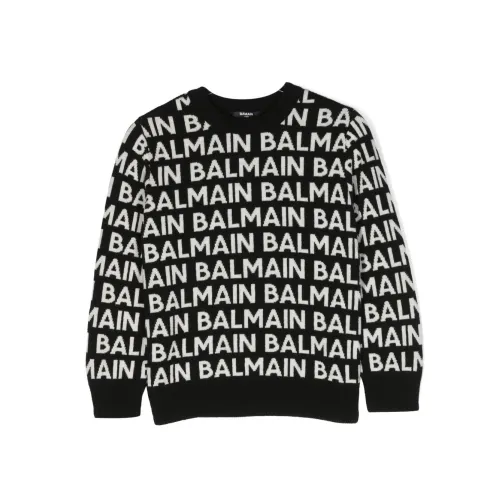 Balmain , Black Sweatshirts for Boys Aw23 ,Black male, Sizes: