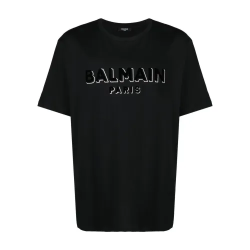 Balmain , Black T-shirts and Polos by Balmain ,Black male, Sizes: