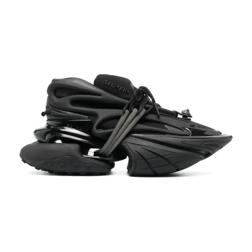 Balmain , Black Unicorn Neoprene Calfskin Sneakers ,Black female, Sizes: