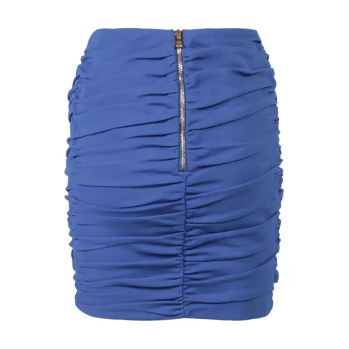 Balmain , Blue High Waist Short Skirt ,Blue female, Sizes: