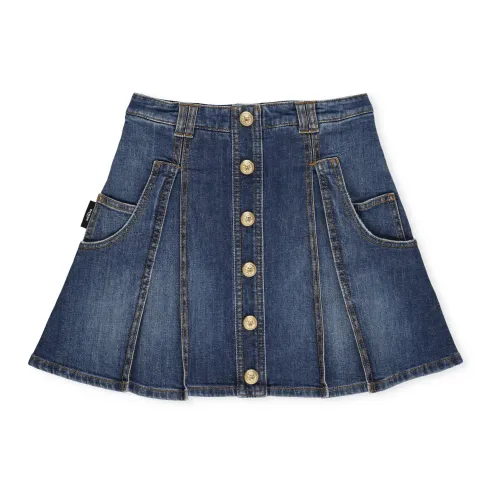 Balmain , Blue Junior Cotton Skirt with Logo Detail ,Blue female, Sizes:
