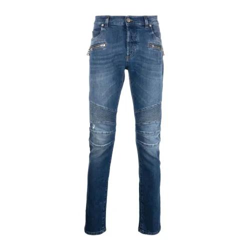 Balmain , Blue Slim Skinny Jeans ,Blue male, Sizes: