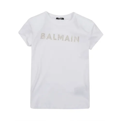 Balmain , Boy's Clothing T-Shirts & Polos White Aw22 ,White male, Sizes: