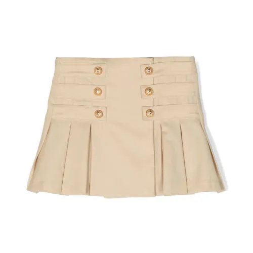 Balmain , Brown Pleated Skirt ,Brown female, Sizes: