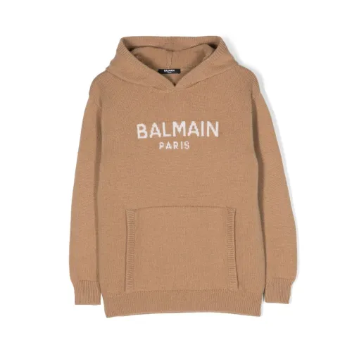 Balmain , Brown Sweatshirts for Boys Aw23 ,Brown male, Sizes: