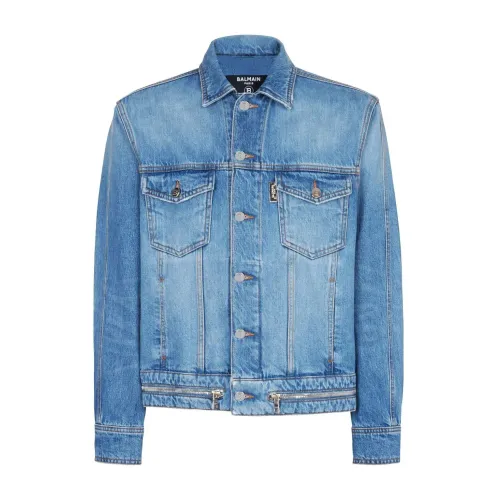 Balmain , Buttoned denim jacket ,Blue male, Sizes: