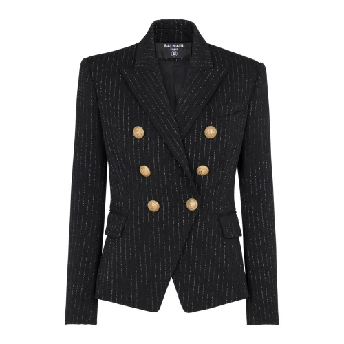 Balmain , Classic 6-button jacket ,Black female, Sizes: