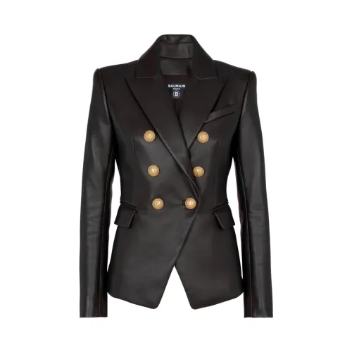 Balmain , Classic 6-Button Jacket ,Black female, Sizes:
