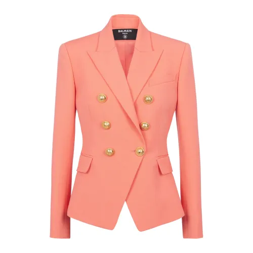 Balmain , Classic 6-button jacket ,Pink female, Sizes: