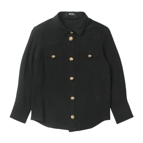 Balmain , Classic Black Silk Shirt ,Black female, Sizes:
