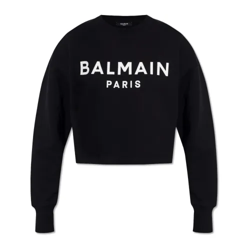 Balmain , Cropped sweatshirt ,Black female, Sizes: