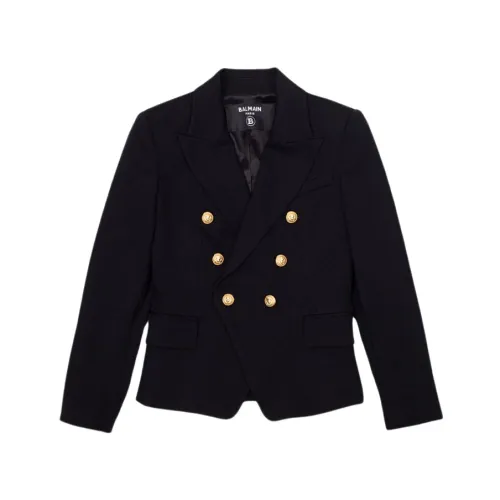 Balmain , Double-breasted Solid Color Blazer ,Black male, Sizes: