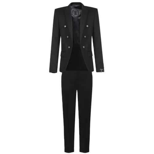 Balmain , Double-Breasted Suit ,Black male, Sizes: