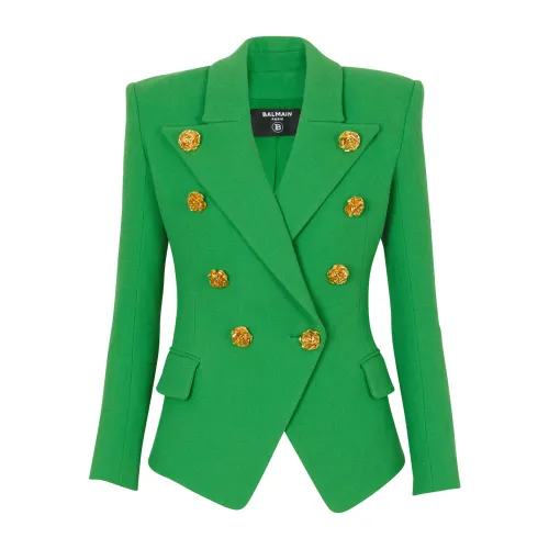 Balmain , Double crepe suit jacket ,Green female, Sizes: