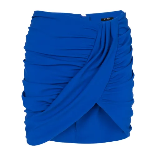 Balmain , Draped jersey skirt ,Blue female, Sizes: