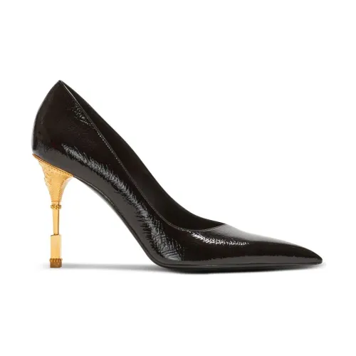 Balmain , Elegant Black Patent Leather High Heels ,Black female, Sizes:
