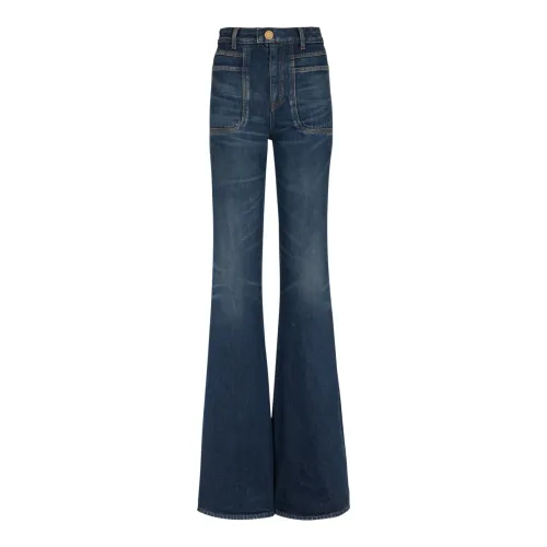 Balmain , Flared denim jeans ,Blue female, Sizes: