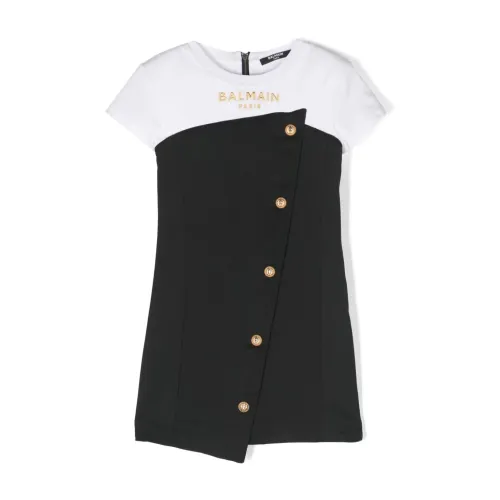 Balmain , Girl's Clothing Dresses Black Ss24 ,Black female, Sizes: