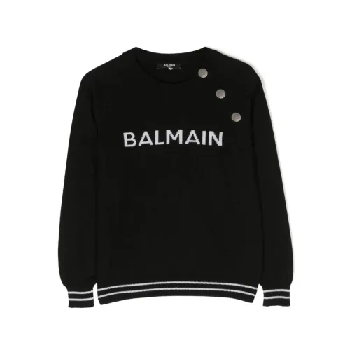 Balmain , Girl's Clothing Knitwear Black Aw22 ,Black female, Sizes:
