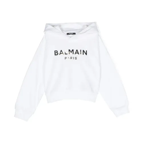 Balmain , Girl's Clothing Sweatshirts White Ss24 ,White female, Sizes: