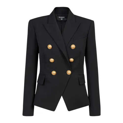 Balmain , Grain de poudre double-breasted jacket ,Black female, Sizes: