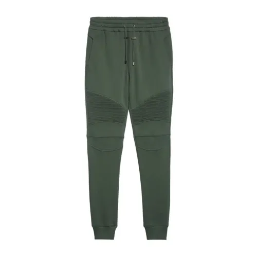 Balmain , Green Cotton Logo Sweatpants for Men ,Green male, Sizes: