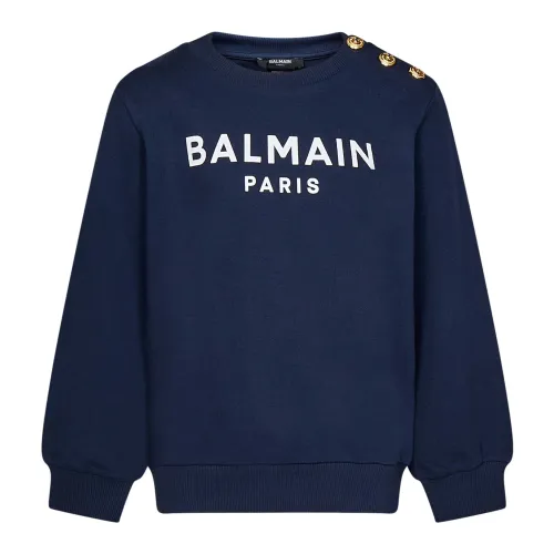 Balmain , Junior Clothing Sweatshirts Blue Ss23 ,Blue unisex, Sizes: