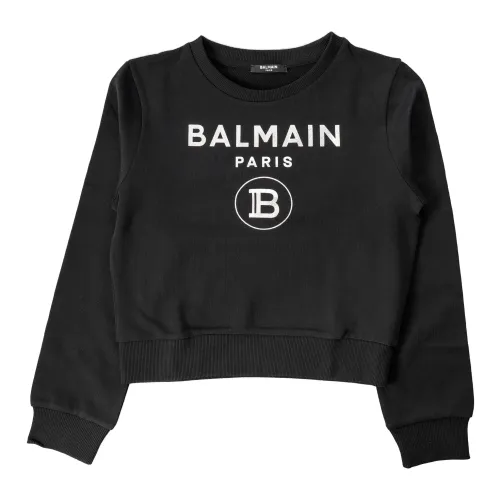 Balmain , Kids Sweatshirt - Regular Fit - Black ,Black female, Sizes: