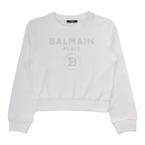 Balmain , Kids Sweatshirt - Regular Fit - White ,White female, Sizes: